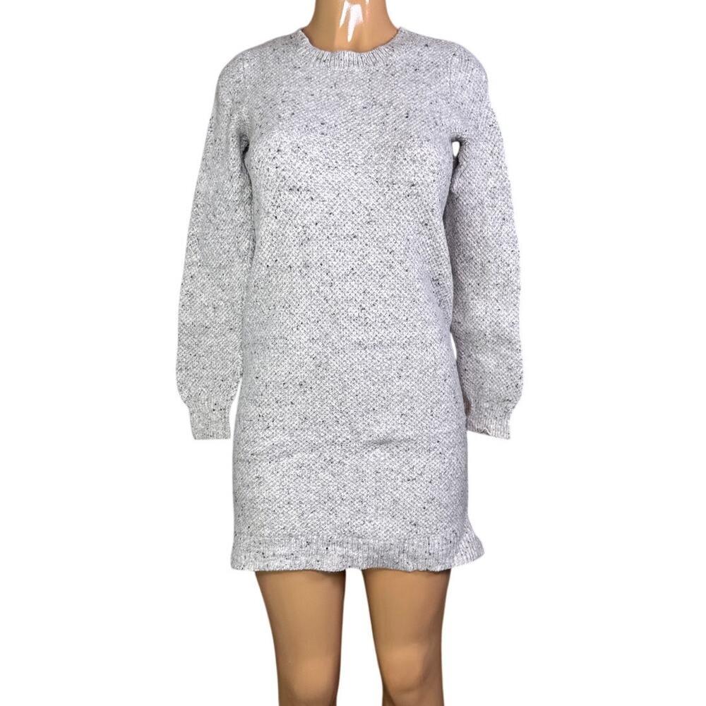 Madewell Button Back Sweater Dress Long Sleeve Donegal Grey SZ Small